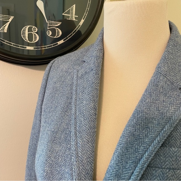 J. Crew Blue Wool Herringbone Schoolboy Blazer Like New 0 - Picture 3 of 11